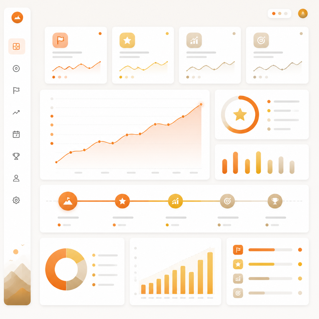 Abstract analytics dashboard illustrating developmental milestone monitoring and guidance.