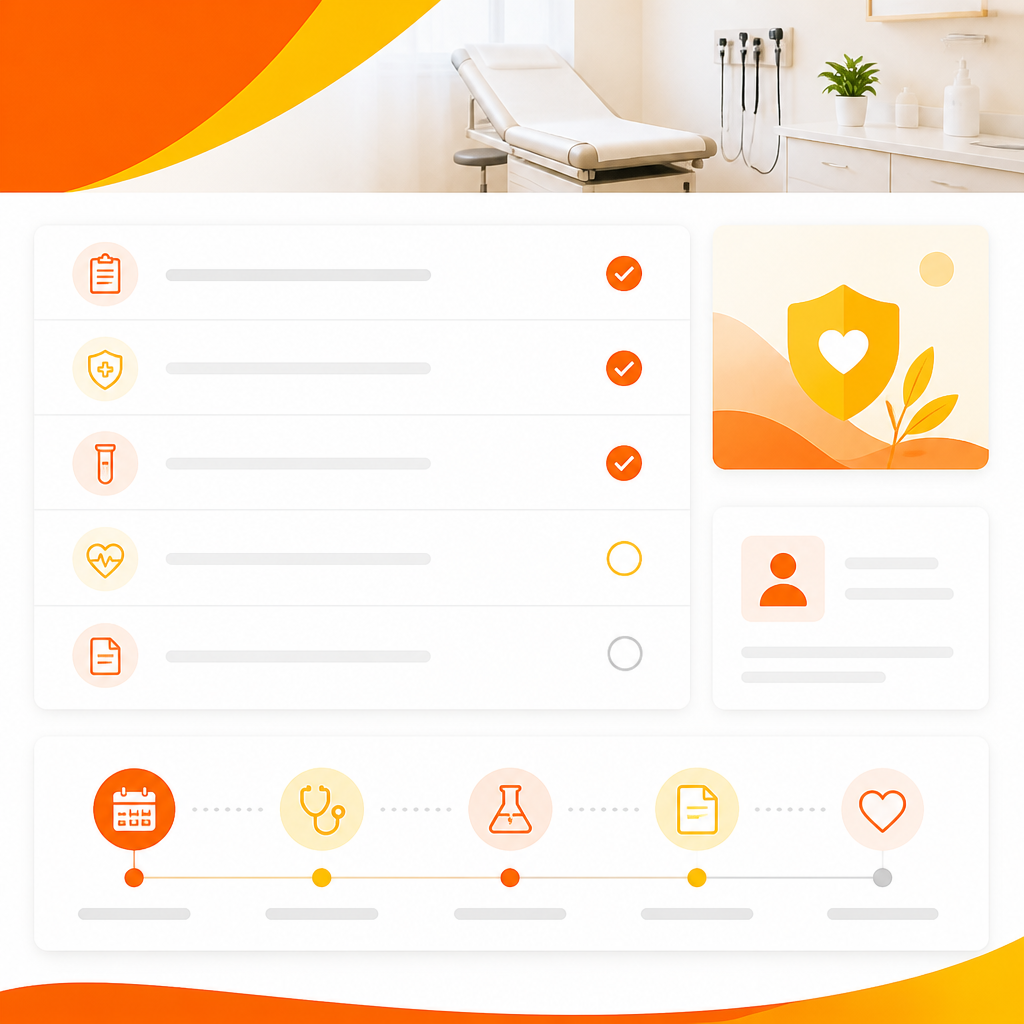 Abstract dashboard illustration representing a structured developmental visit plan and next steps.