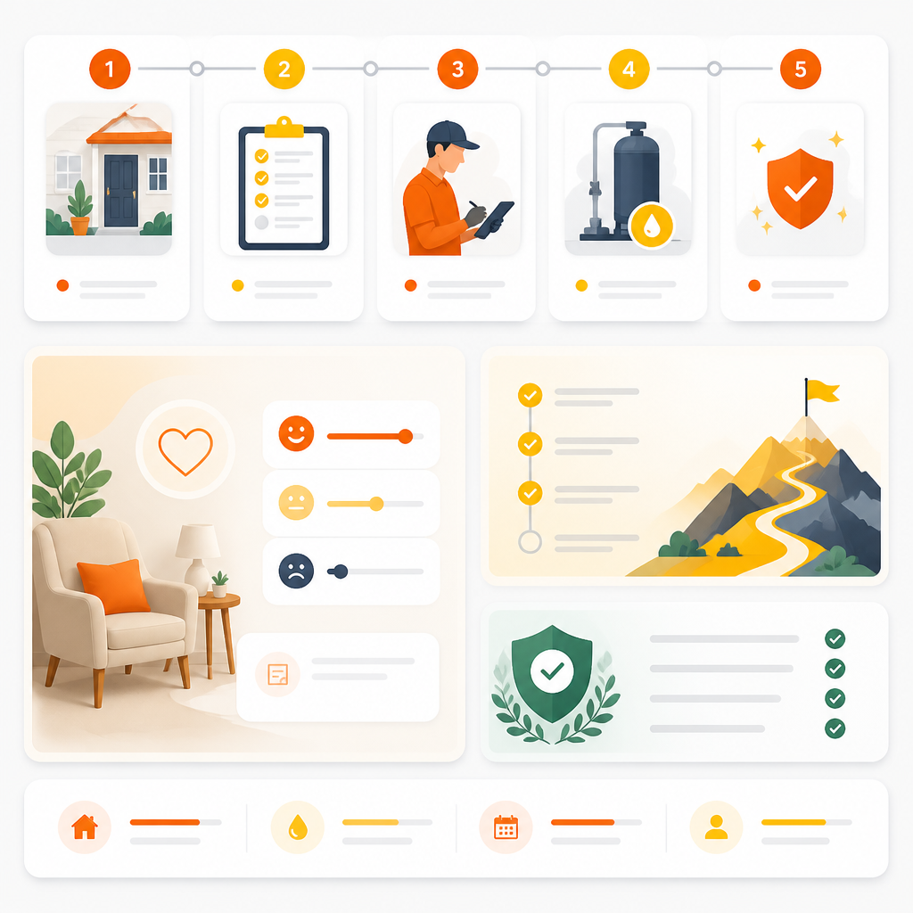 Abstract workflow illustration representing the well-visit steps for vaccine appointments.