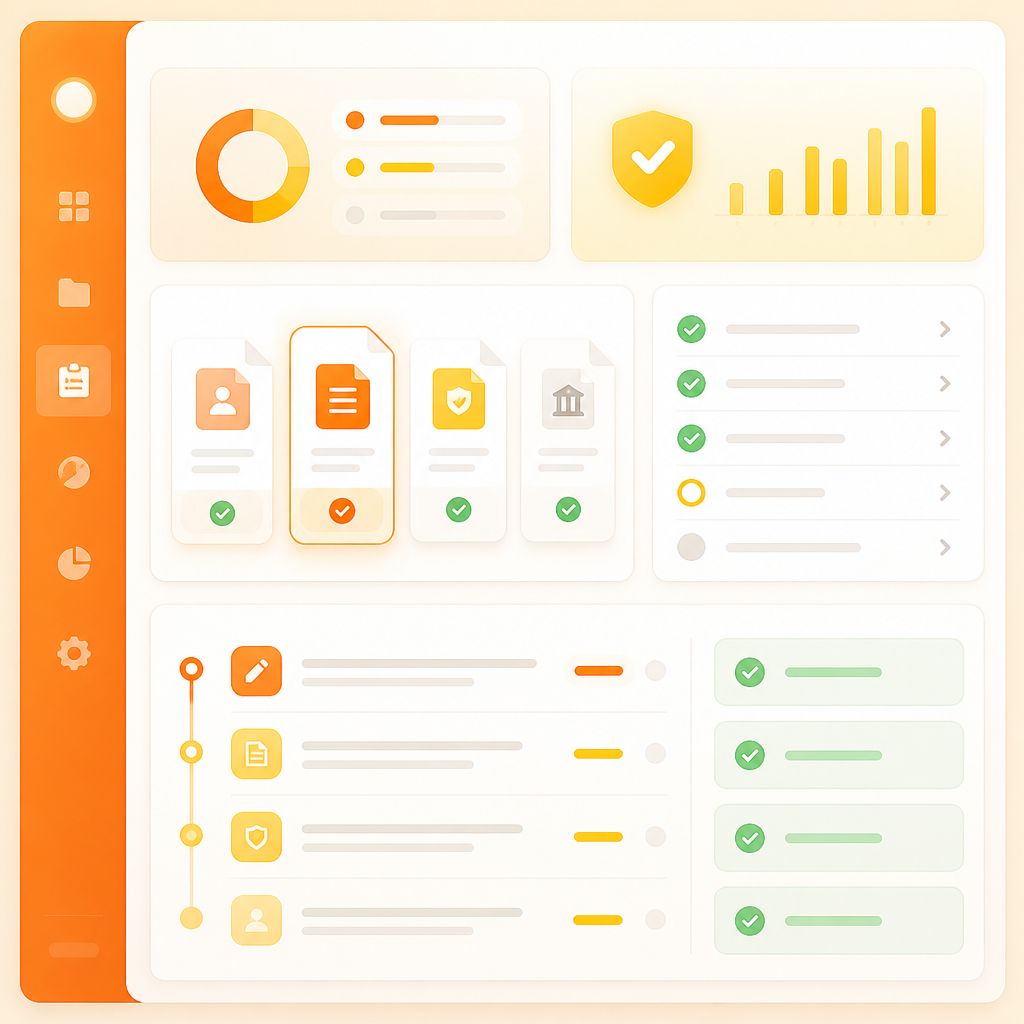 Abstract illustration representing school-ready immunization record documentation and updated files.
