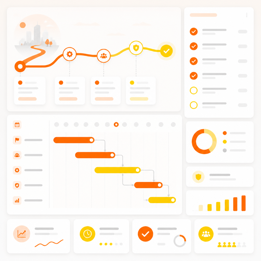 Abstract illustration representing a vaccine schedule timeline and on-track planning.