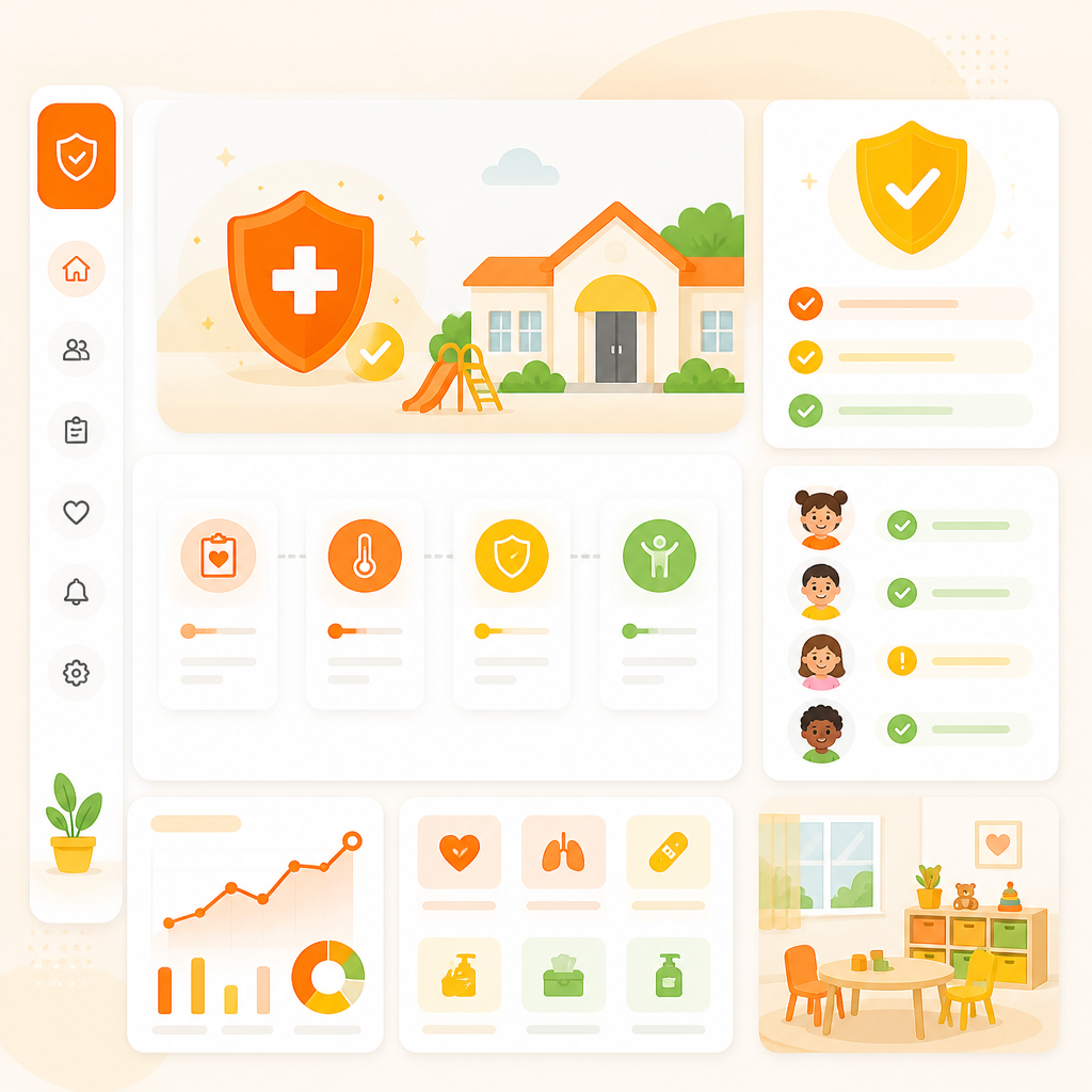 Abstract illustration representing health readiness and protection for toddlers and preschoolers.