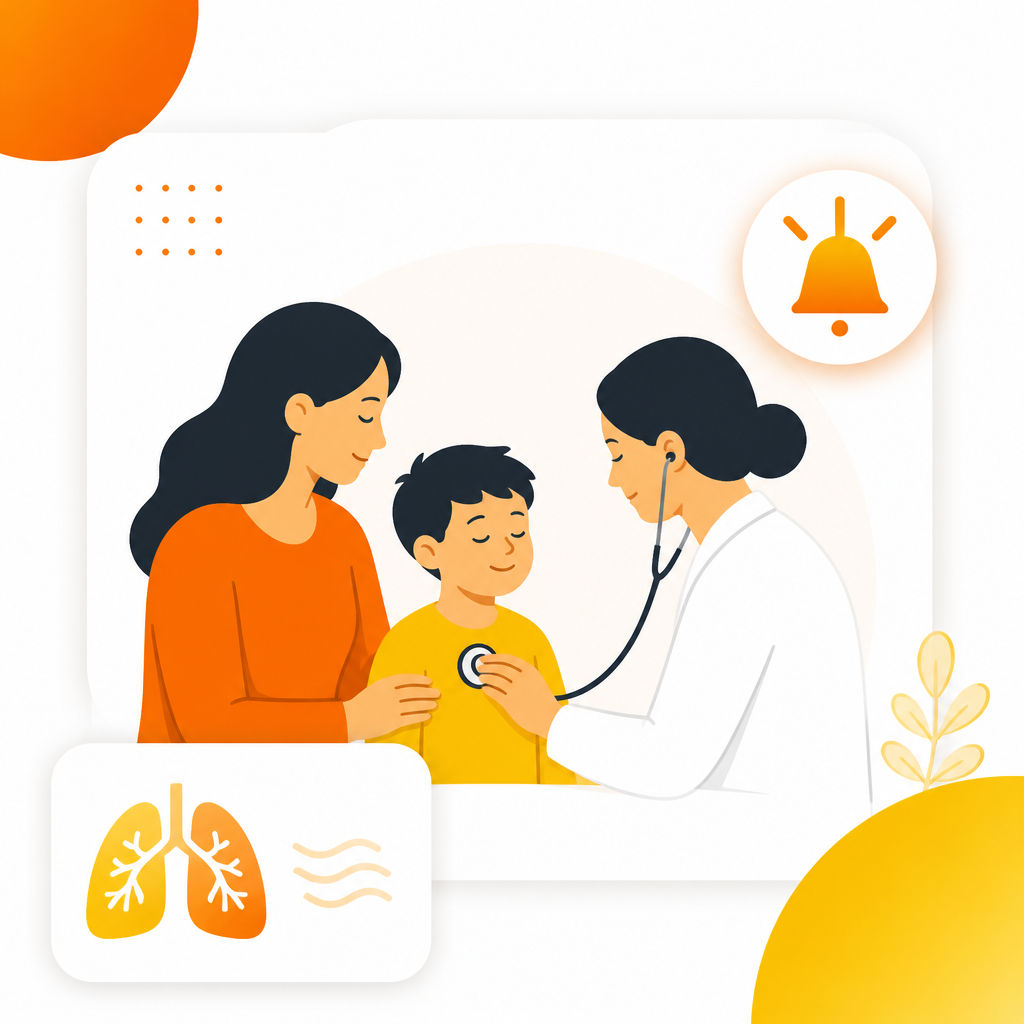 Illustration symbolizing urgent evaluation for kids with fever and cough.