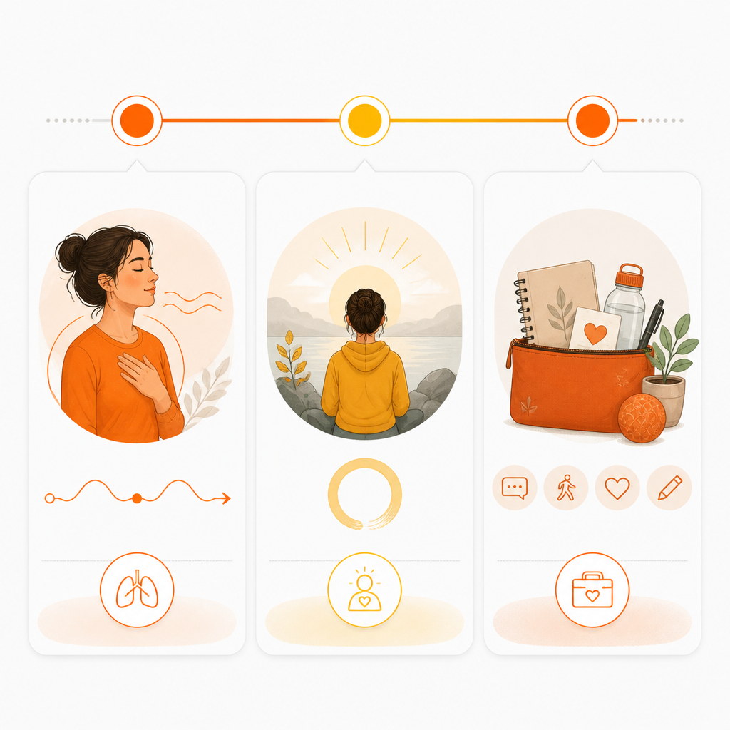 Illustration representing the Before, During, and After self-regulation coaching framework for emotional dysregulation.