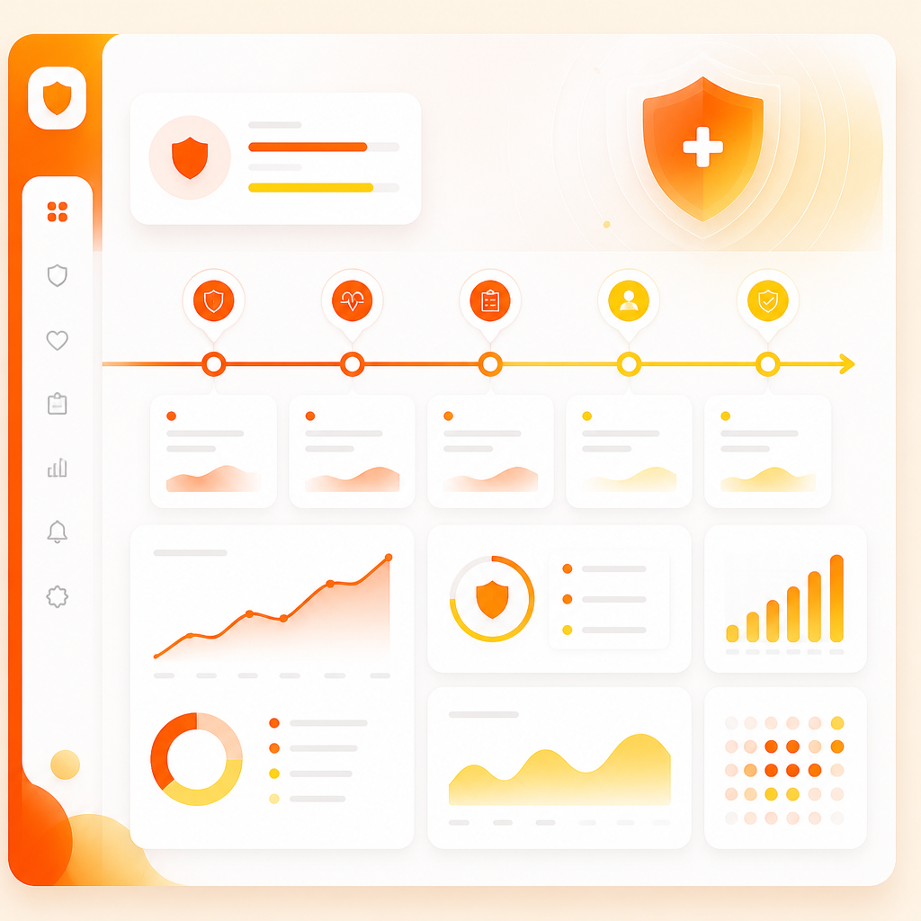 Abstract dashboard illustration representing teen vaccine protection and timeline planning.