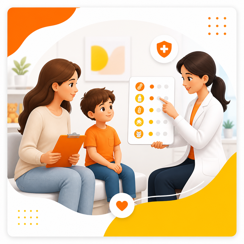 Illustration representing accurate pediatric allergy testing and diagnosis guidance
