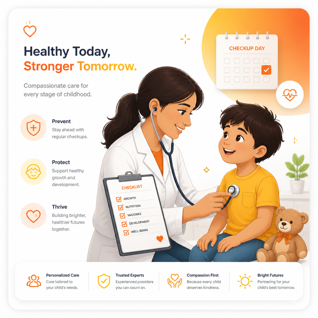 Illustration representing a school or sports physical visit with checklist and checkup steps.