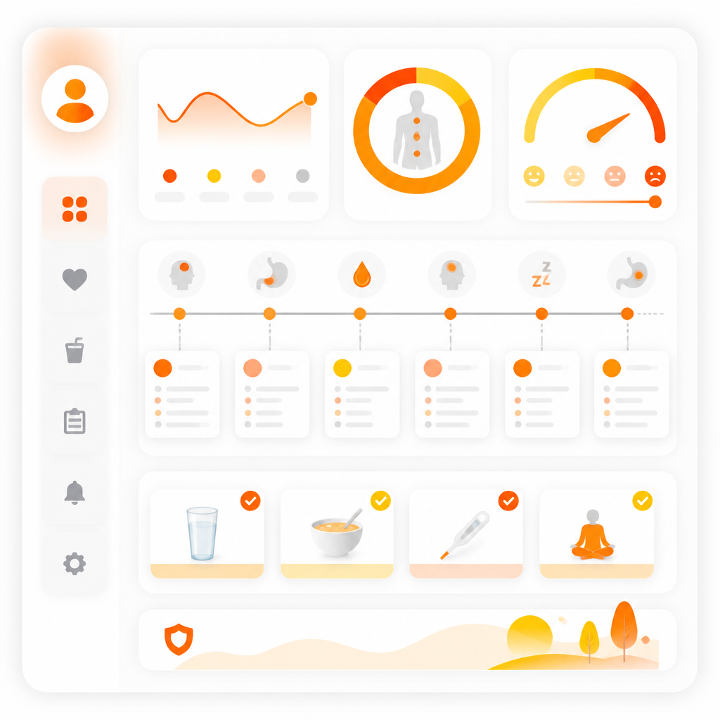 Abstract dashboard illustration showing cold and flu tracking guidance workflow.