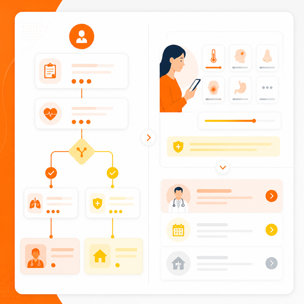 Abstract dashboard-style illustration representing pediatric telemedicine decision guidance.