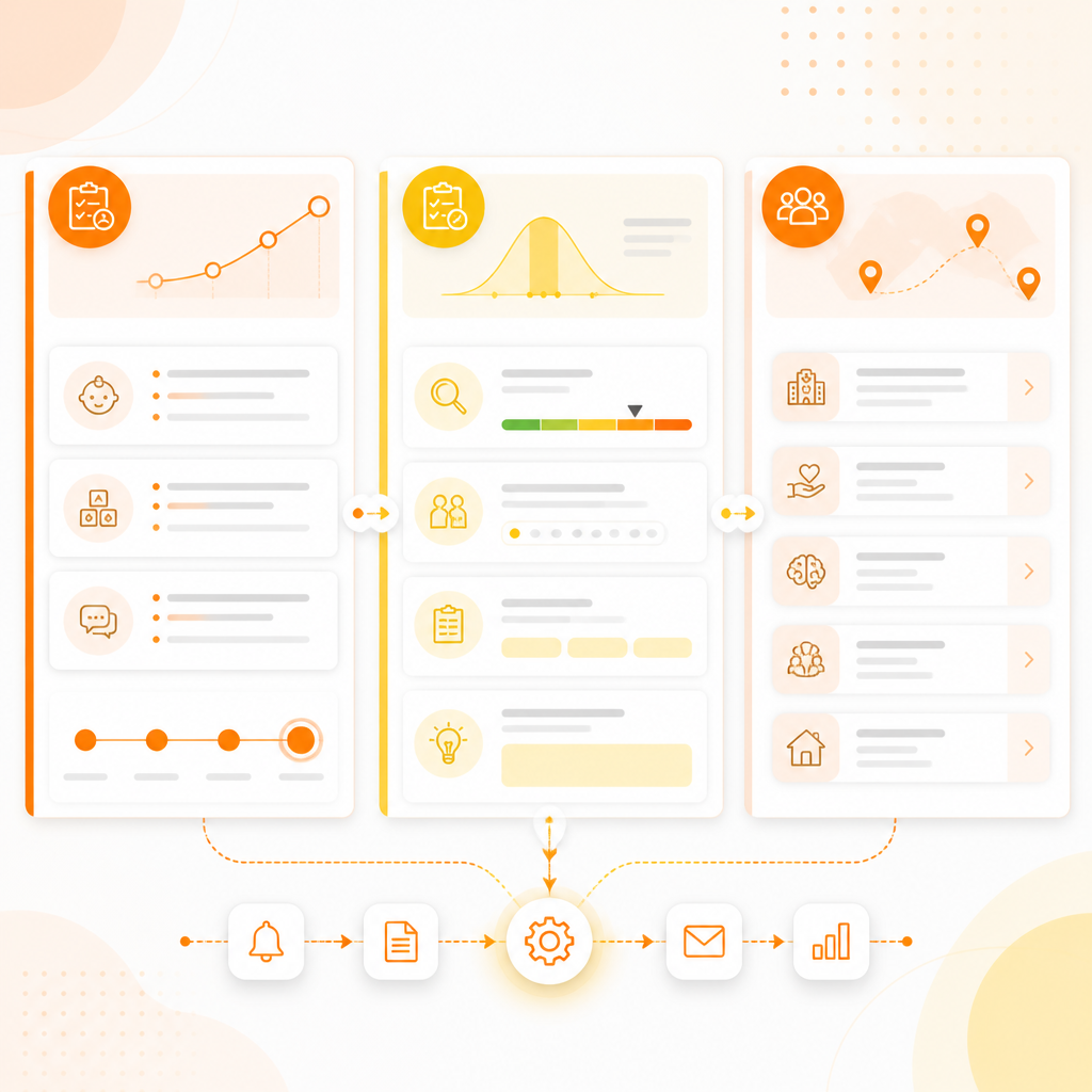 Abstract dashboard workflow illustration for growth and development support