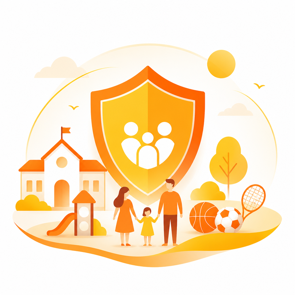 Illustration representing protection and community health from childhood immunizations.