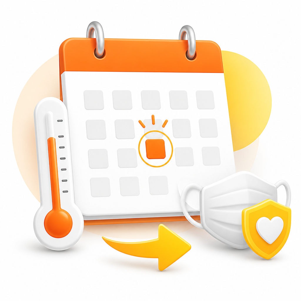 Illustration suggesting scheduling a pediatric visit for cold/flu testing instead of guessing.