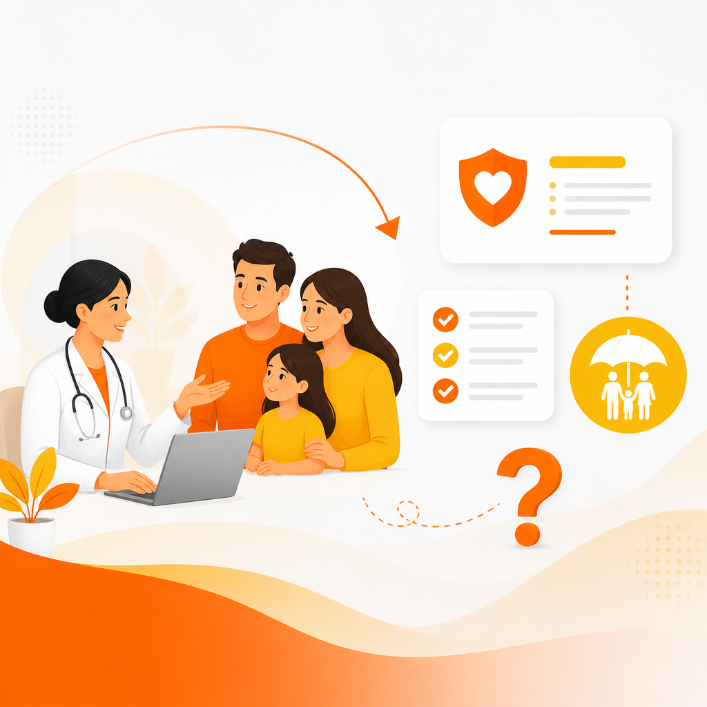 Illustration representing Medicaid and insurance coverage guidance for pediatric care with clean modern icons.