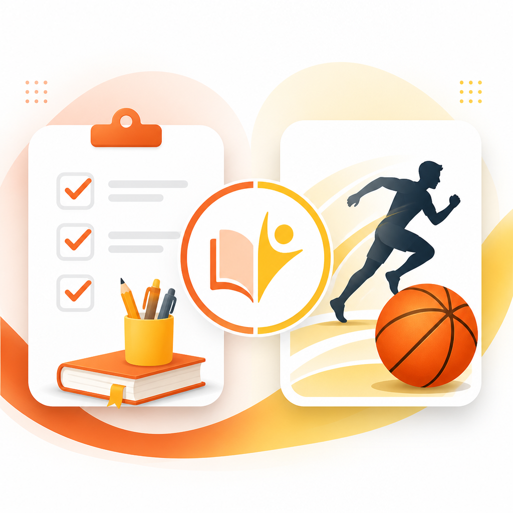 Illustration comparing school physicals and sports physicals with readiness checklists.